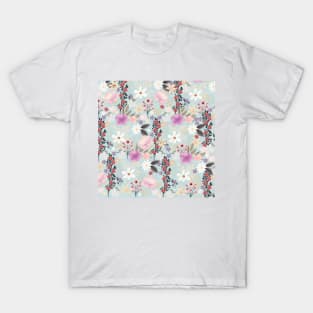 Boho Pink Wildflowers Floral Skylight Painting T-Shirt